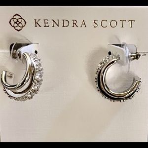 Beautiful Kendra Scott Livy silver crystal Huggies